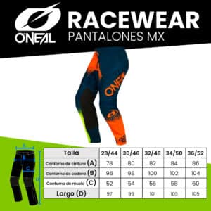 Pantalon Moto Racewear Oneal Azul Naranja Amarillo