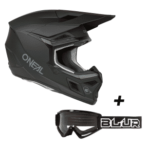 Casco Cross O'NEAL 3SRS Solid Black + Goggles O’Neal Blur B-Zero | Negro